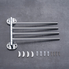 Полотенцедержатель РМС А10 222 мм четверной поворотный на шуруп нержавеющая сталь хром (A1026) - фото 4