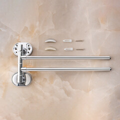 Полотенцедержатель РМС А10 155 мм двойной поворотный на шуруп нержавеющая сталь хром (A1024) - фото 4