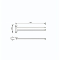 Полотенцедержатель РМС А10 155 мм двойной поворотный на шуруп нержавеющая сталь хром (A1024) - фото 2