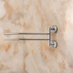 Полотенцедержатель РМС А10 155 мм двойной поворотный на шуруп нержавеющая сталь хром (A1024) - фото 3