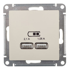 Розетка USB Systeme Electric AtlasDesign встраиваемая бежевая 2хUSB-А (ATN000233) - фото 1