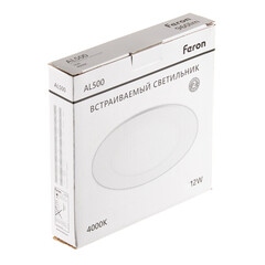 Светильник встраиваемый светодиодный белый 12 Вт 4000К IP20 Feron ДВО (28504) - фото 3