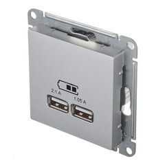 Розетка USB Systeme Electric AtlasDesign встраиваемая алюминий 2хUSB-А (ATN000333) - фото 4