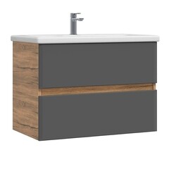 Комплект тумба с раковиной Sanstar Graffa 80 см подвесная дуб вотан/графит софт (453.1-1.4.1.ККОМ) - фото 4