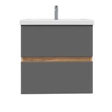 Комплект тумба с раковиной Sanstar Graffa 60 см подвесная дуб вотан/графит софт (451.1-1.4.1.КФОС)