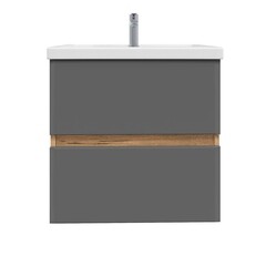 Изображение товара Комплект тумба с раковиной Sanstar Graffa 60 см подвесная дуб вотан/графит софт (451.1-1.4.1.КФОС)