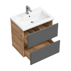 Комплект тумба с раковиной Sanstar Graffa 50 см подвесная дуб вотан/графит софт (450.1-1.4.1.ККОМ) - фото 3