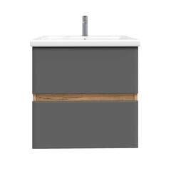 Изображение товара Комплект тумба с раковиной Sanstar Graffa 50 см подвесная дуб вотан/графит софт (450.1-1.4.1.ККОМ)