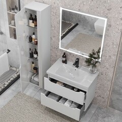 Комплект тумба с раковиной Sanstar Lanciano 80 см подвесная белая (306.1-1.5.1.К) - фото 8