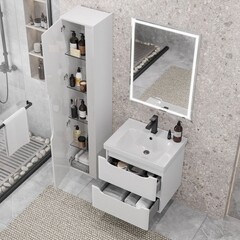 Комплект тумба с раковиной Sanstar Lanciano 60 см подвесная белая (305.1-1.5.1.К) - фото 8