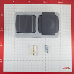 Блок выключатель и розетка Makel Mimoza двухклавишный накладной серый (36064203) - фото 6