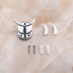 Крючок для ванной РМС А10 двойной на шуруп нержавеющая сталь хром (A5021) - фото 4