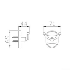 Крючок для ванной РМС А10 двойной на шуруп нержавеющая сталь хром (A5021) - фото 2