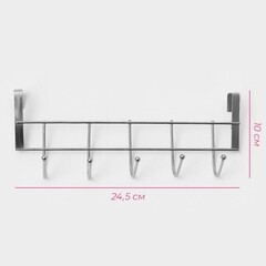 Вешалка для ванной Доляна Блеск 5 крючков на дверь металл хром (1038454) - фото 6