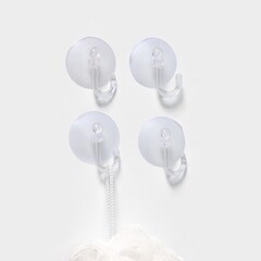 Крючок для ванной Доляна Классика одинарный на присоске силикон прозрачный (4 шт.) (3090328) - фото 6