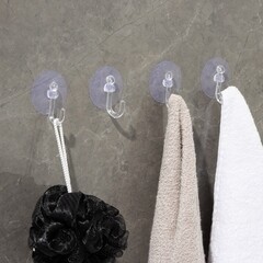 Крючок для ванной Доляна Классика одинарный на присоске силикон прозрачный (4 шт.) (3090328) - фото 2