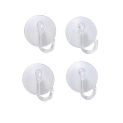 Крючок для ванной Доляна Классика одинарный на присоске силикон прозрачный (4 шт.) (3090328) - фото 1