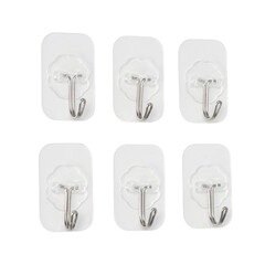 Изображение товара Крючок для ванной Доляна Классика одинарный самоклеящийся металл/пластик прозрачный (6 шт.) (7089053)