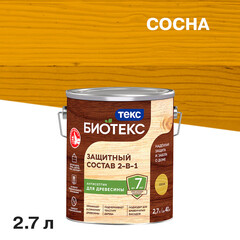 Антисептик Текс Bioteks 2-в-1 декоративный для дерева сосна 2,7 л - фото 1