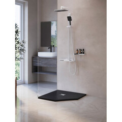 Поддон RGW Stone Tray искусственный камень 90х90х2,5 см трапеция графит низкий (16155099-02G) - фото 3