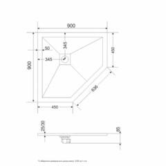 Поддон RGW Stone Tray искусственный камень 90х90х2,5 см трапеция графит низкий (16155099-02G) - фото 2