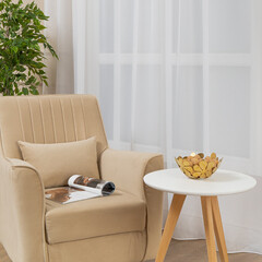 Тюль искусственный шелк белый 300х260 см Amore Mio (94633) - фото 7