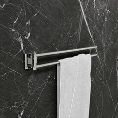 Полотенцедержатель Fixsen Lux 380 мм двойной поворотный на шуруп нержавеющая сталь хром (15002A) - фото 2