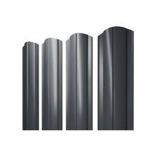 Евроштакетник двухсторонний круглый 0,45 мм 128х1800 мм графитовый серый RAL 7024 фигурный срез