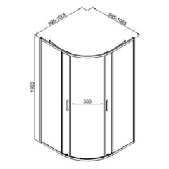 Душевой уголок Good Door Lite R-100-C-CH хром 100х100х190 см четверть круга стекло прозрачное 5 мм (ЛТ00003) - фото 4
