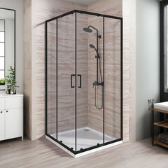 Душевой уголок Good Door Lite CR-100-C черный 100х100х190 см квадрат стекло прозрачное 5 мм (ЛТ00023) - фото 5