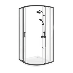 Душевой уголок Good Door Lite R-80-C-B черный 80х80х190 см четверть круга стекло прозрачное 5 мм (ЛТ00028) - фото 7