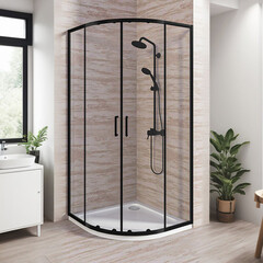 Душевой уголок Good Door Lite R-80-C-B черный 80х80х190 см четверть круга стекло прозрачное 5 мм (ЛТ00028) - фото 6