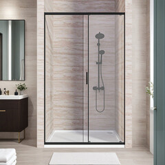 Душевая дверь Good Door Lite WTW-140-C-B стекло прозрачное 140х190 см профиль черный 5 мм раздвижная (ЛТ00019) - фото 5