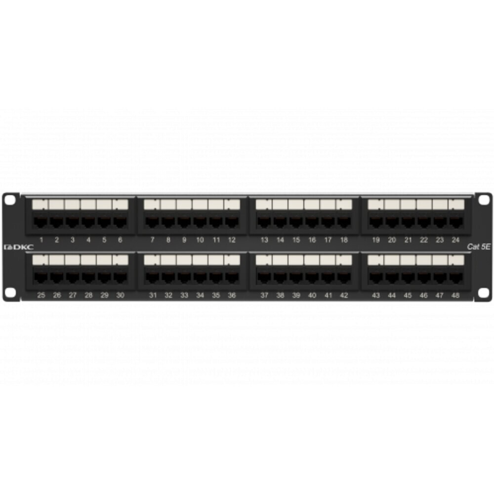 

Патч-панель неэкранированная DKC 2U 19 дюйм RJ45 CAT5е 48 портов (RN5PPU242), Черный