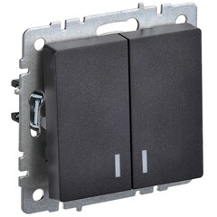 Выключатель IEK Brite ВС10-2-1-БрЧ двухклавишный встраиваемый черный (BR-V20-1-10-K02) - фото 4