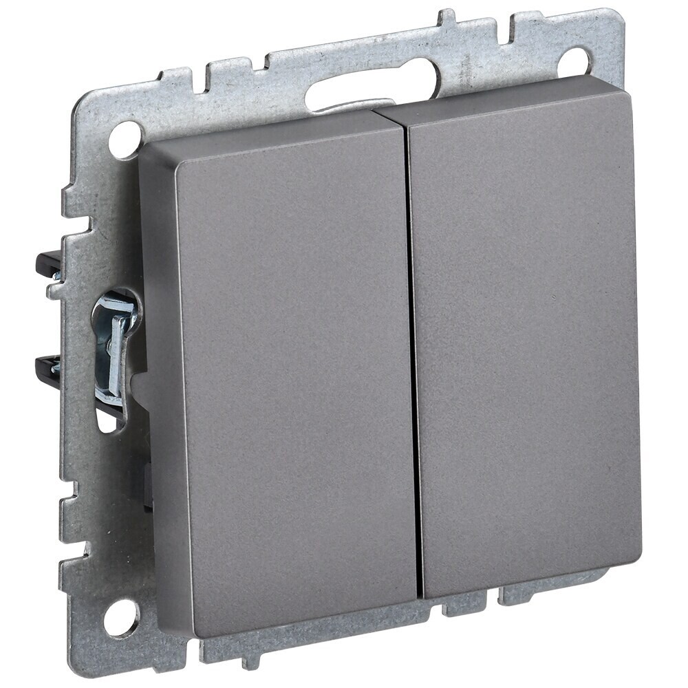 

Выключатель IEK Brite ВС10-2-0-БрС двухклавишный встраиваемый сталь (BR-V20-0-10-K46)