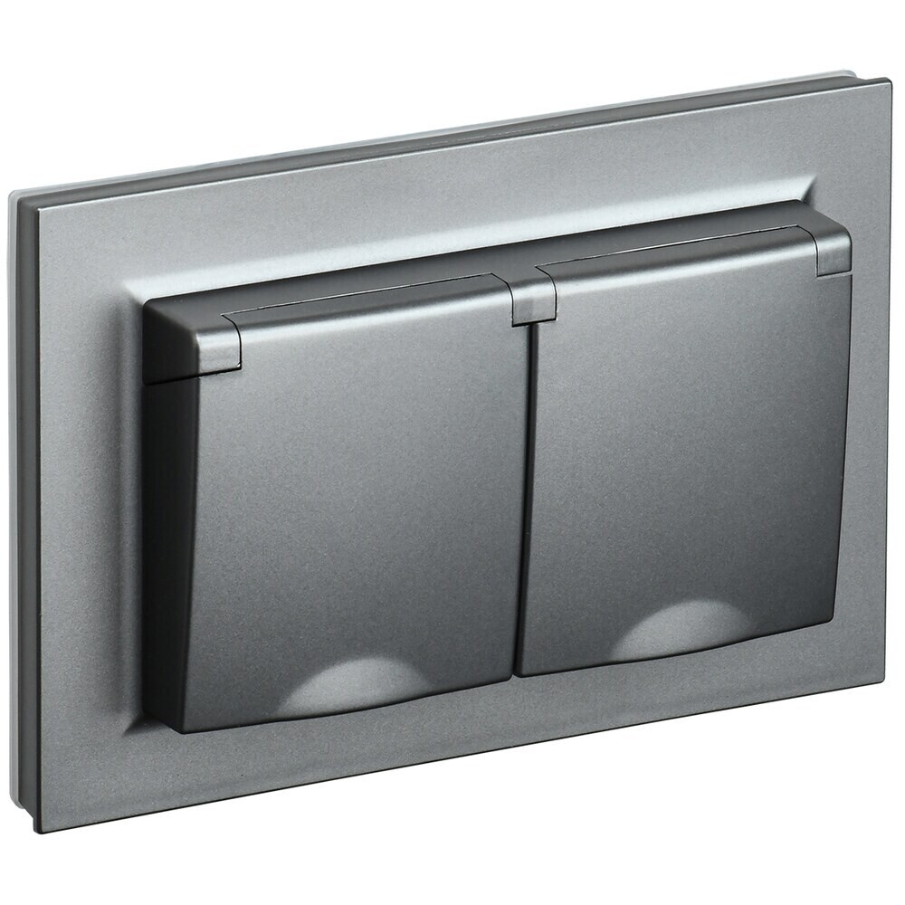 

Розетка IEK Brite РСбш12-3-44-БрС встраиваемая сталь с крышкой (BR-R26-16-44-K46-F)