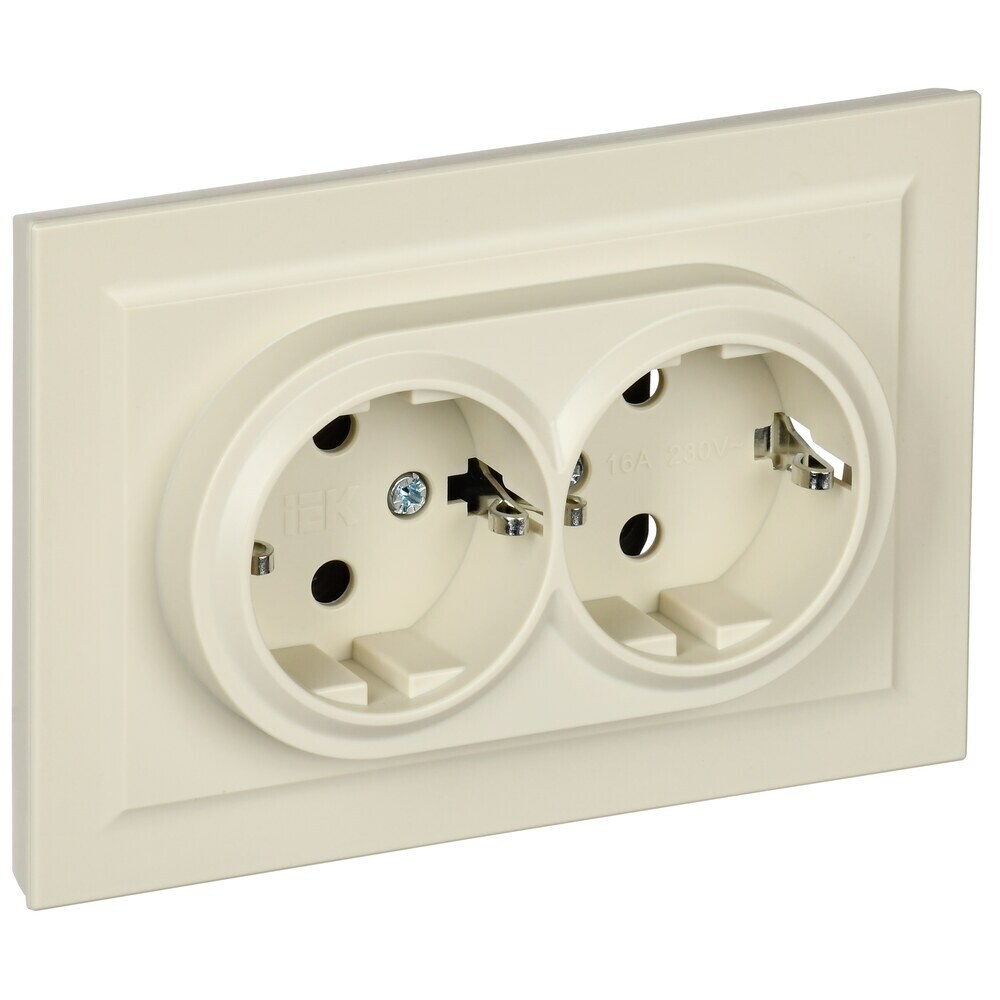 

Розетка IEK Brite РСш12-3-БрКр встраиваемая бежевая со шторками (BR-R24-16-K10-F), Бежевый