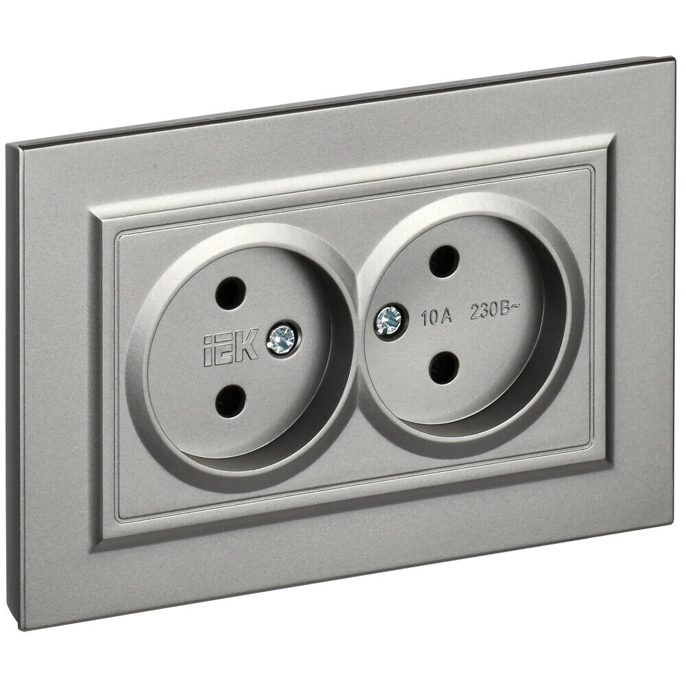 

Розетка IEK Brite РС12-2-БрС встраиваемая сталь (BR-R20-10-K46-F)