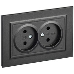 Изображение товара Розетка IEK Brite РС12-2-БрЧ встраиваемая черная (BR-R20-10-K02-F)