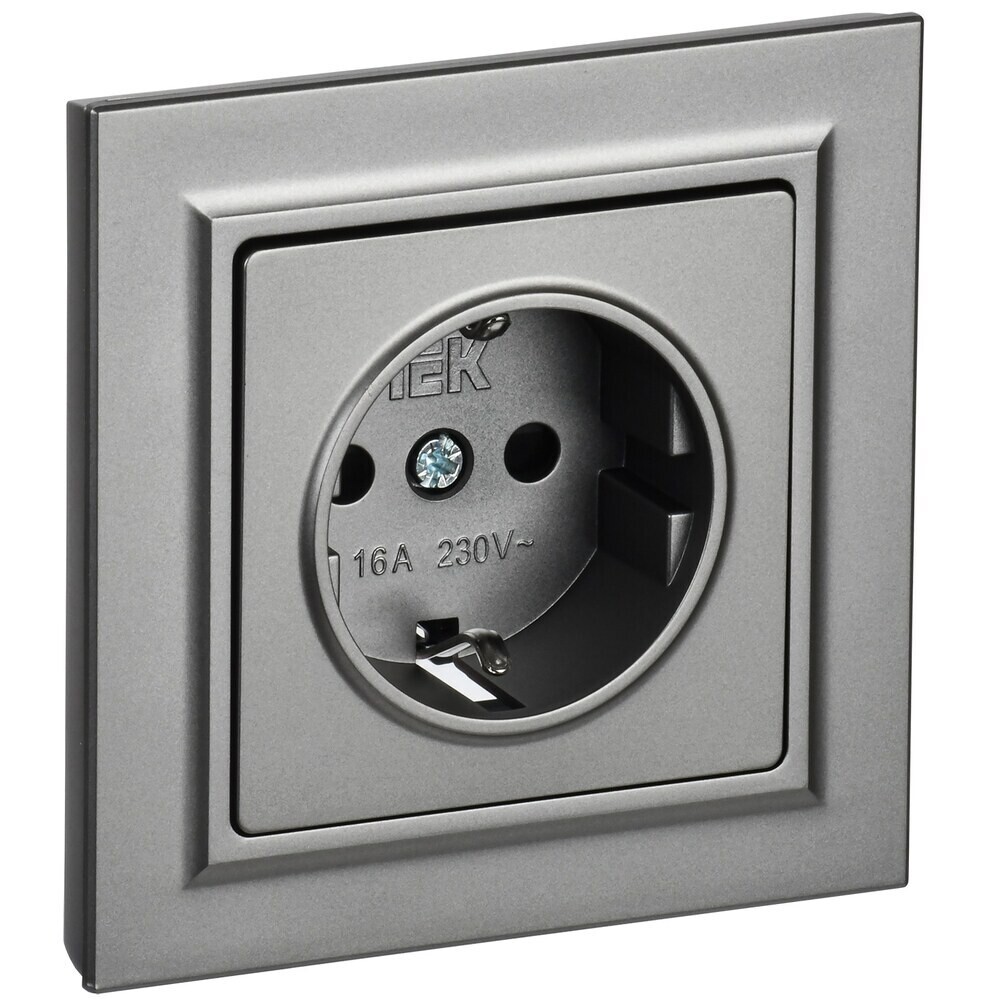 

Розетка IEK Brite РСР14-1-0-БрС встраиваемая сталь со шторками (BR-R14-16-K46-F)