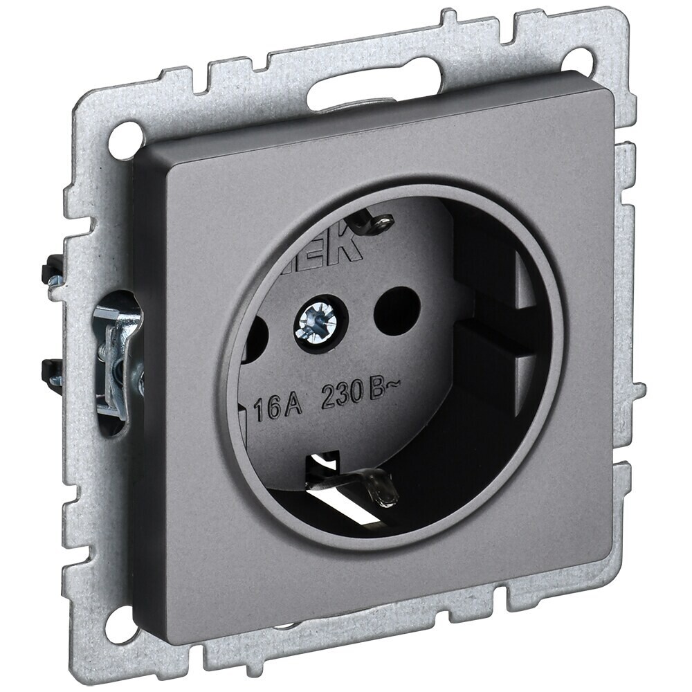 

Розетка IEK Brite РС14-1-0-БрС встраиваемая сталь со шторками (BR-R14-16-K46)