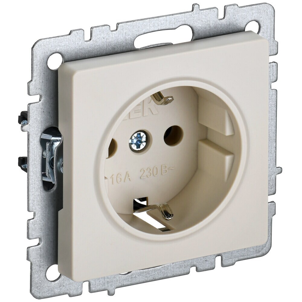 

Розетка IEK Brite РС14-1-0-БрКр встраиваемая бежевая со шторками (BR-R14-16-K10), Бежевый