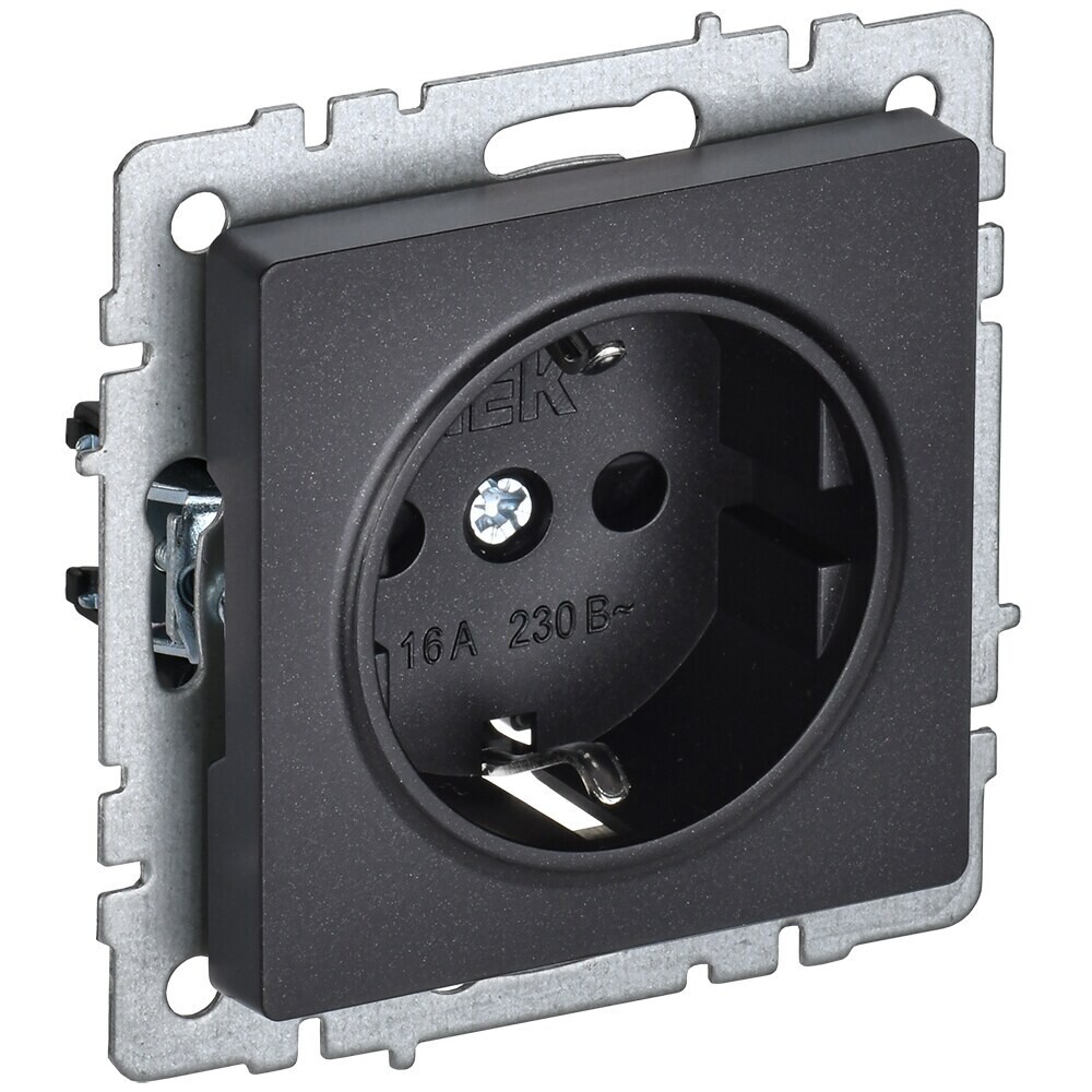 

Розетка IEK Brite РС11-1-0-БрЧ встраиваемая черная (BR-R11-16-K02), Черный