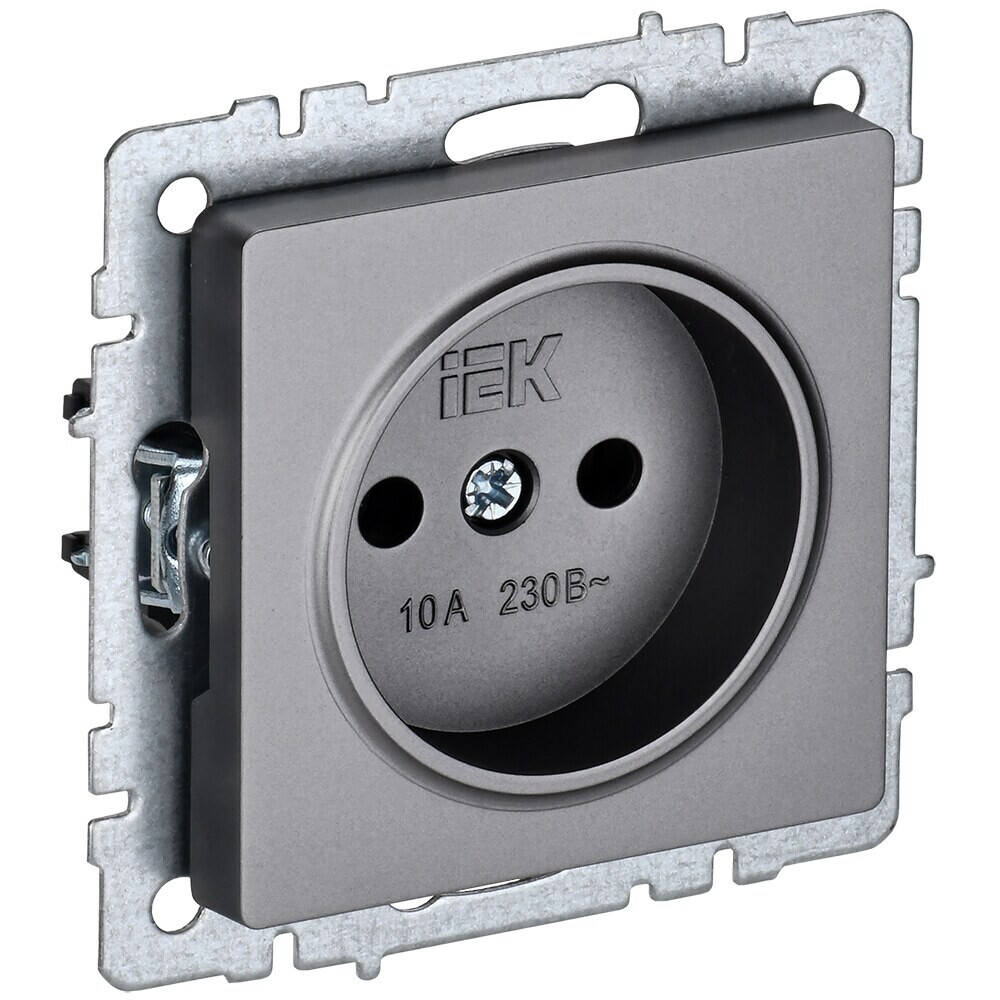 

Розетка IEK Brite РС10-1-0-БрС встраиваемая сталь (BR-R10-10-K46)