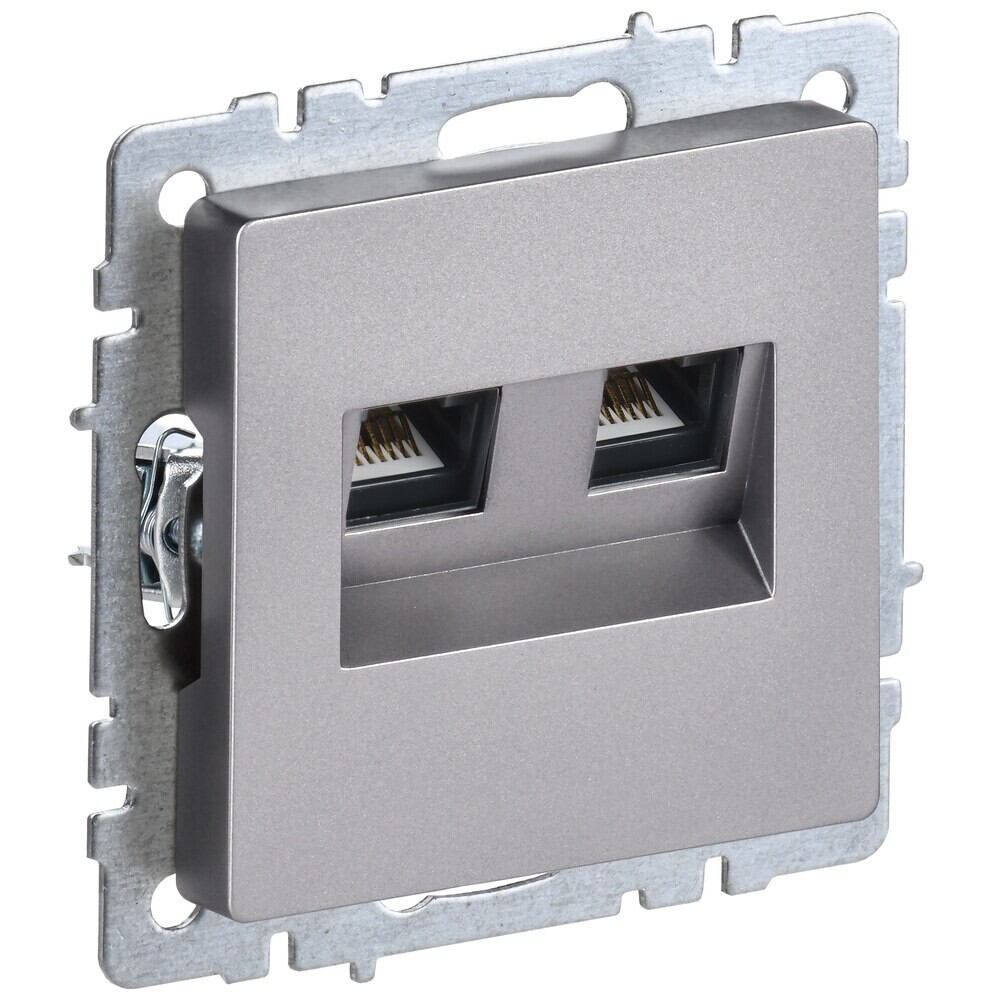 

Розетка компьютерная IEK Brite РК10-2-БрС встраиваемая сталь (BR-K20-1-K46)
