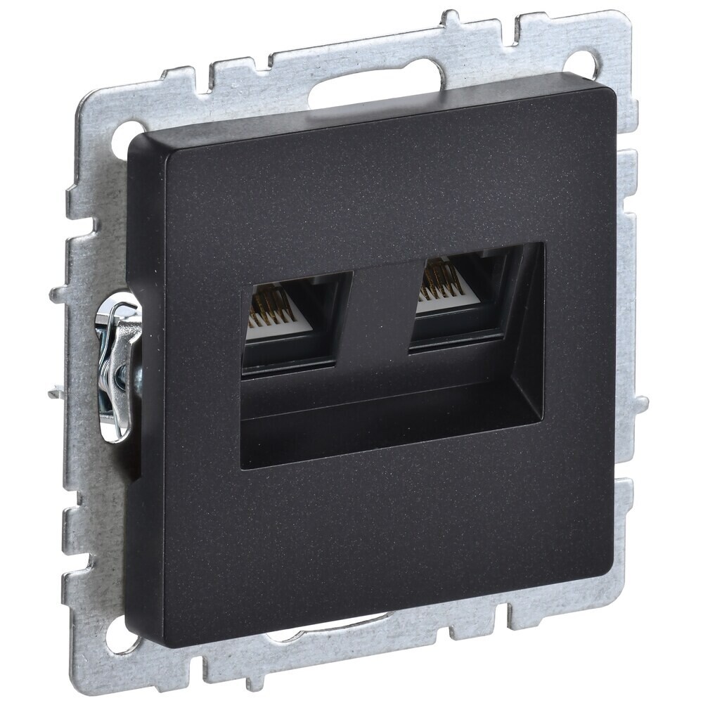 

Розетка компьютерная IEK Brite РК10-2-БрЧ встраиваемая черная (BR-K20-1-K02), Черный