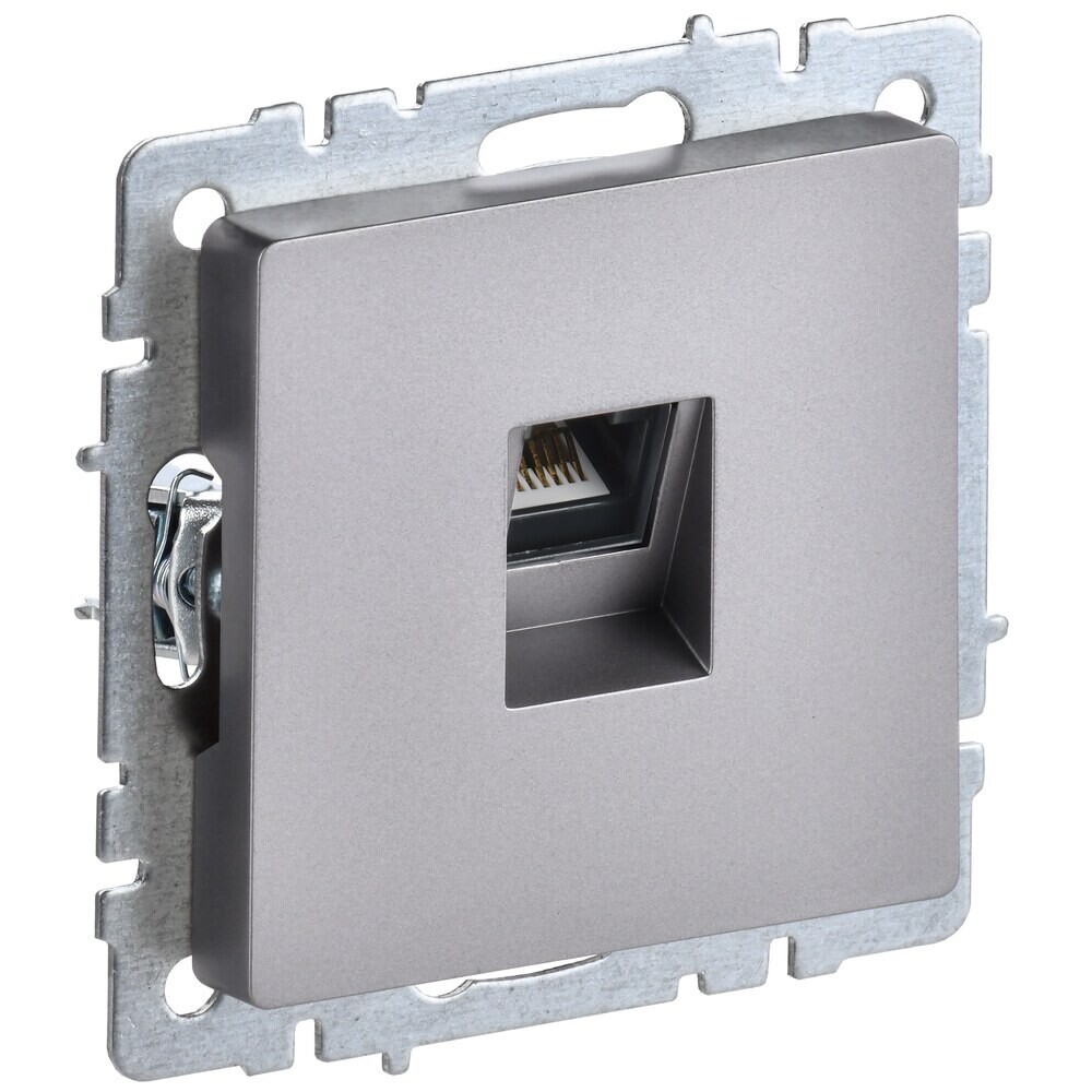 

Розетка компьютерная IEK Brite РК10-БрС встраиваемая сталь (BR-K10-1-K46)