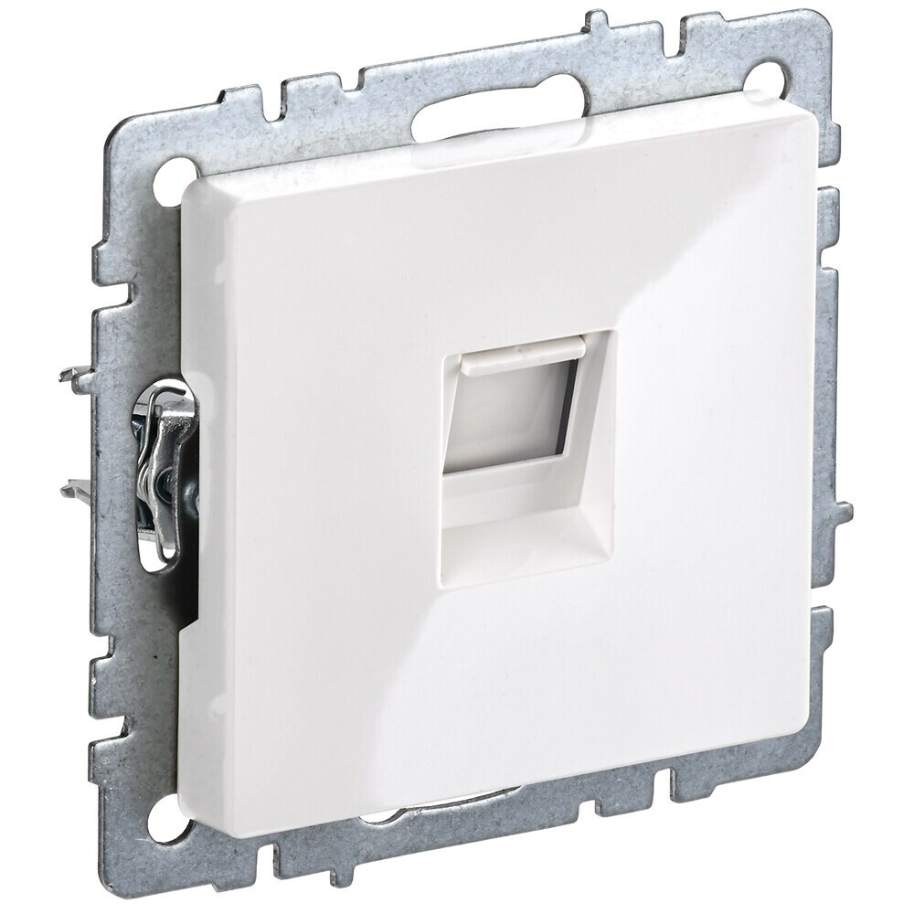 

Розетка компьютерная IEK Brite РК10-БрБ встраиваемая белая (BR-K10-1-K01), Белый