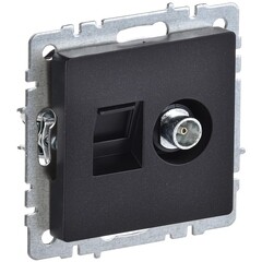 Изображение товара Розетка телевизионная/ компьютерная IEK Brite РТВ-РК12-БрЧ встраиваемая черная (BR-AK20-1-K02)